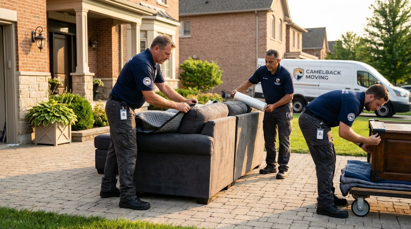 Large estate moving crew wrapping furniture in Loyal, WI